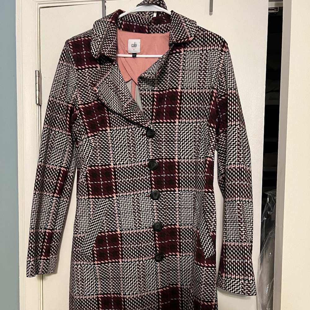 Cabi Sovereign Plaid Trench Coat Jacket NWOT Style #3370 Size S